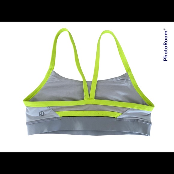 Lululemon sports bra in soft grey and bright yellow - Picture 2 of 3